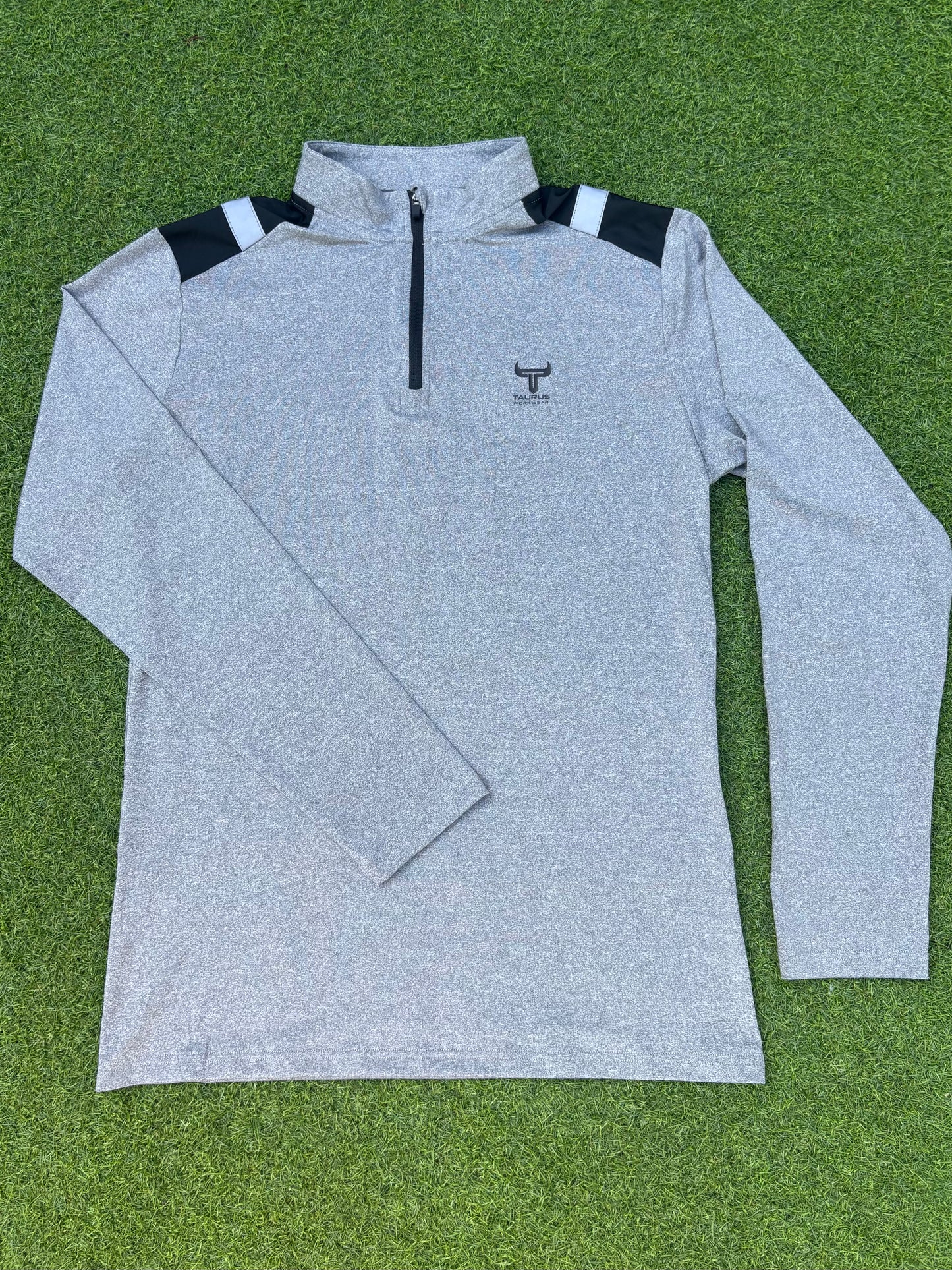 Taurus Grey 1/4 Zip with Black Shoulders