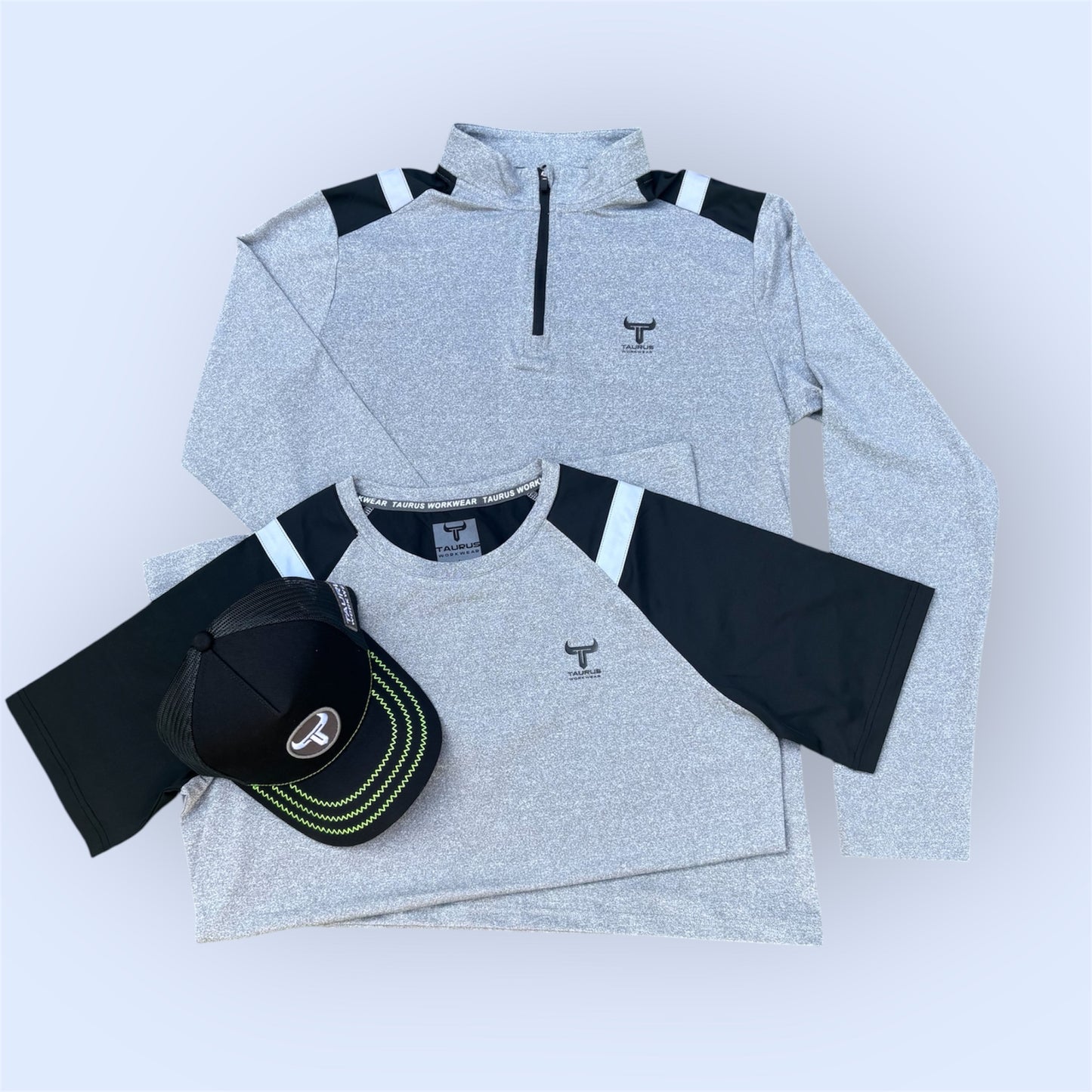 Taurus Grey 1/4 Zip with Black Shoulders