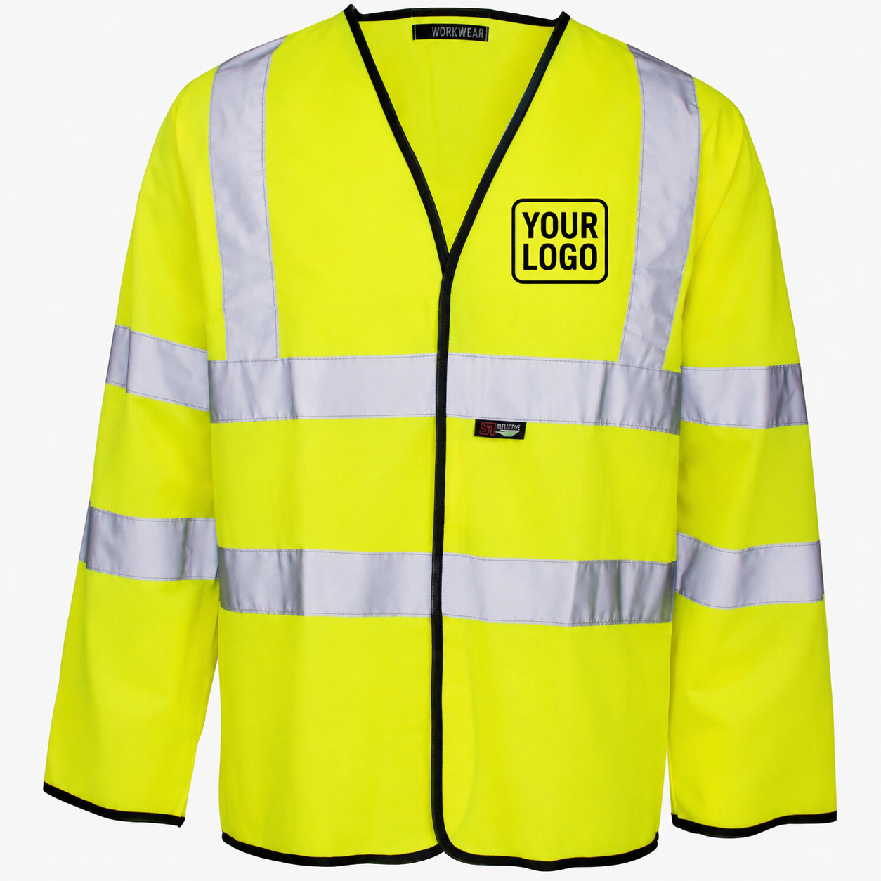 Long sleeve hi vis vest including personalisation yellow/orange.