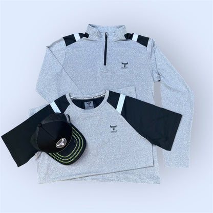 Taurus Grey 1/4 Zip with Black Shoulders